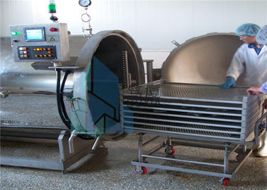 4 - Wheel Trolley Sterilization Baskets Stainless Steel For Canned Meat Production Line
